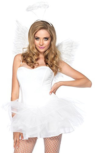 LEG AVENUE 2065 - 2pc. Engel-Set, weiß, Damen Karneval Kostüm Fasching