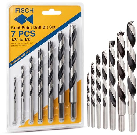 Fisch Fsf-320791 Brad Pt. Bohrer-Set, Chrom-Vanadium, inklusive 1/8, 3/16, 1/4, 5/16, 3/8, 7/16 & 1/2 Zoll (01200007K01)