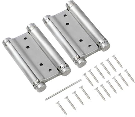 KATSU Double Action Spring Hinges 3 75mm, 1 Pair with Screws Stainless Steel Dual Swinging Door Hinges for Saloon Cafe Kitchen Internal and External Doors 54611030