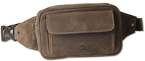 Große Bauchtasche von Woodland GROSSES AUSSENFACH VIEL Platz im Innenfach Weiches, naturbelassenem Büffelleder Dunkelbraun