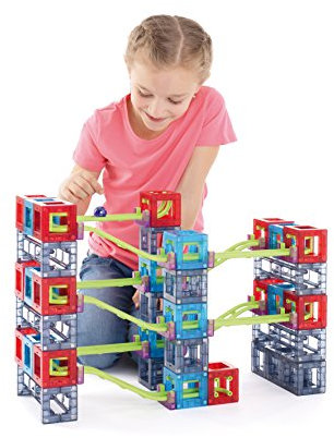 Qvolution Kugelbahn – Advanced set 72 / Kugelbahn aus Kunststoff mit starken Magneten