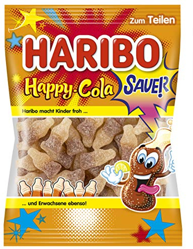 Haribo Happy Lemon fresh Happy Cola sauer, 200 g Beutel