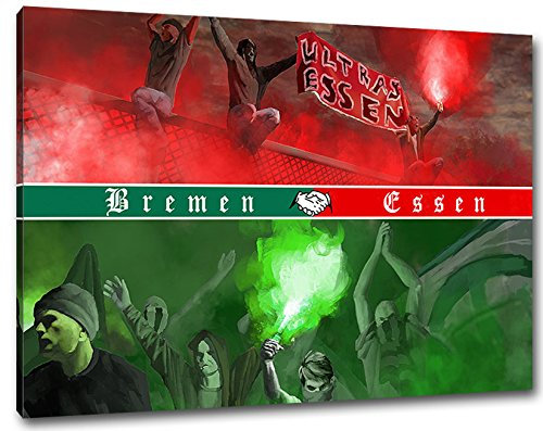 Ultras Bremen Essen Freundschaft Format: 60x40, Bild auf Leinwand XL, fertig gerahmt
