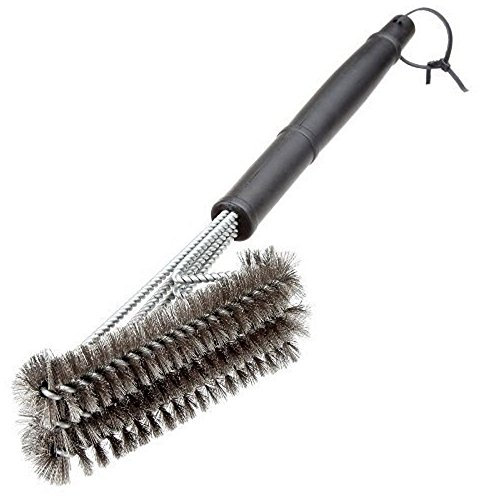 BBQ Grillbürste-3 Langlebig Gewebt Zweig Edelstahl Barbecue-Borsten, 18 '' Extra Langer PP Wärmedämmung Griff, Perfekt für Holzkohle-Grill, Gas-Grill und Elektro-Grill,Mit einer Klinge