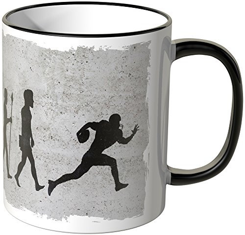 JUNIWORDS Tasse - Wähle Motiv & Farbe - Evolution Football - Schwarz