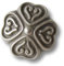 Knopfparadies - 6er Set bildschöne gewölbte hell metallic altsilberfarbene Trachtenknöpfe aus Kunststoff mit Herzen wie Kleeblatt/Hell Altsilberfarben/Kunststoff/Trachten Knöpfe/Ø ca. 18x18mm