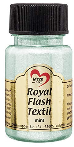 Ideen mit Herz Royal Flash Textil, Glitzer-Metallic-Farbe | hochdeckend, cremige Textilfarbe auf Wasserbasis | für helle und dunkle Textilien | 50 ml (mint)