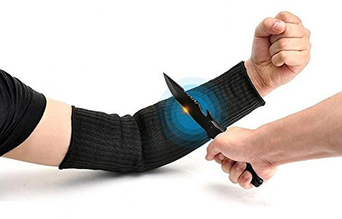 Manga de protección del brazo corte guantes de protección Anti-Cut Negro Kevlar Sleeve Arm Protection, 1 Par Brazo de alambre de acero Bracer Resistente al corte Sleeves para Garden Kitchen Work