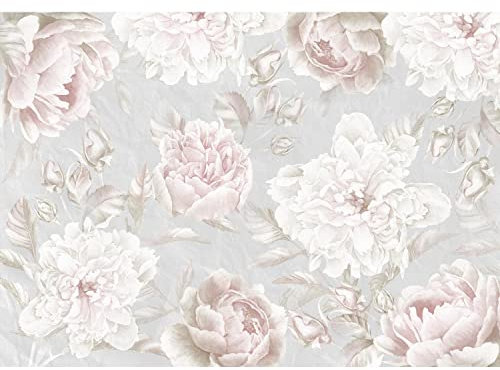 Runa Art Fototapete Blumen Pfingstrosen 352 x 250 cm Vlies Tapeten XXL Moderne Wandtapete Wohnzimmer Schlafzimmer Grau 9419011c