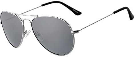 Rocf Rossini sonnenbrille damen polarisiert Pilotenbrille frauen Herren Super Licht verspiegelt Retro Linsen Unisex UV400 Schutz mit harter Box (Grau)