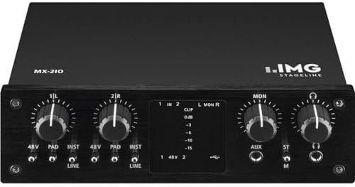 IMG MX-2IO 2-Channel USB Audio Recording Interface, Black, Full Duplex USB Port for Simultaneous Recording, Playback and Mixing