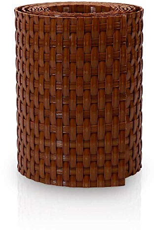 POOL Total 5X Rattan Sichtschutzstreifen BRAUN für Stabmatten-Zaunhöhe 1,03m/ Rattan Sichtschutz Zaunblende