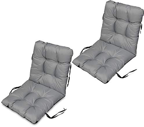 SuperKissen24. Stuhlkissen Sitzkissen und Rückenkissen für stühle - 2er Set 48x96 cm - Outdoor und Indoor - grau