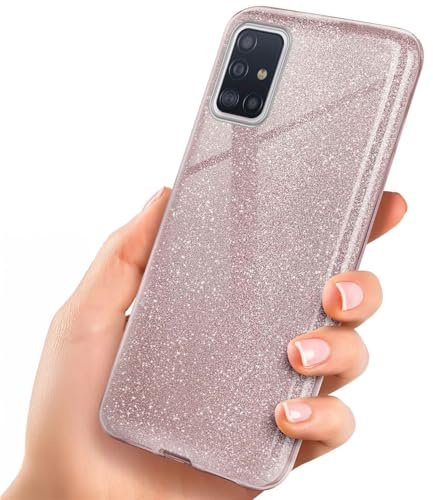 ONEFLOW Glitter Case für Samsung Galaxy A51 Glitzer Handyhülle mit Kameraschutz, Stylische Hülle Glitzernd, Dünne TPU Schutzhülle für Damen, Glitzerhülle Qi kompatibel, Rosa