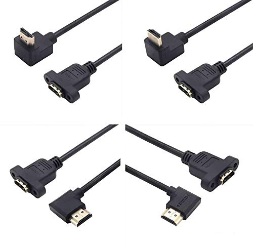 YSJJZRL 90-Grad-HDMI-Kabel, vergoldetes HDMI 1.4-Stecker auf HDMI-Stecker, Unterstützung 1080P HD 3D-Computer Set-Top-Box-Projektor TV PS3 / 4 (30cm,UP+Down+Left+Right)