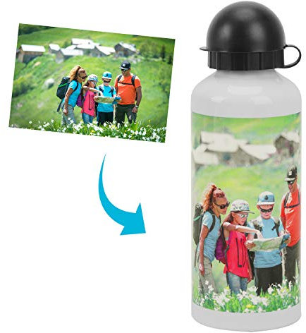 YJZQ Bouteille d'eau en Aluminium Photo Réutilisable Personnalisée Modèle Thermo Gourde Portable Cadeau d'anniversaire Noël Gourde pour Sport Enfant Adulte Camping Cyclisme