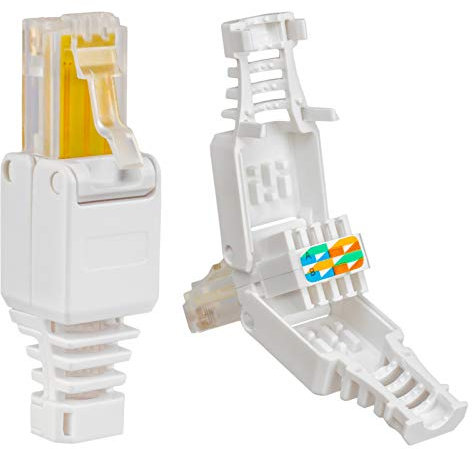 4X RJ45 Cat 5e Netzwerkstecker mit vergoldeten Kontakten cat.5e LAN Crimpstecker Gigabit Connector für Patchkabel, Verlegekabel CAT7 CAT6A CAT5 Kompatibel Werkzeugfrei Werkzeuglos DSL Stecker UTP
