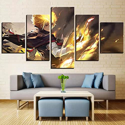 Myrdsio 5 Stück Wandkunst Leinwand Gemälde Fire Punch Anime Poster Moderne Figur Dekor Drucke Home Wohnzimmer Dekoration Bilder
