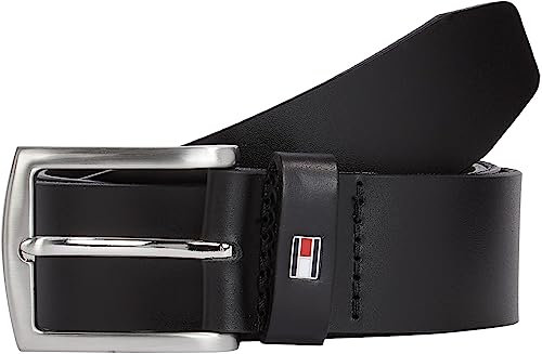 Tommy Hilfiger Herren Gürtel New Denton 3,5 cm Belt Ledergürtel, Schwarz (Black), 115 cm