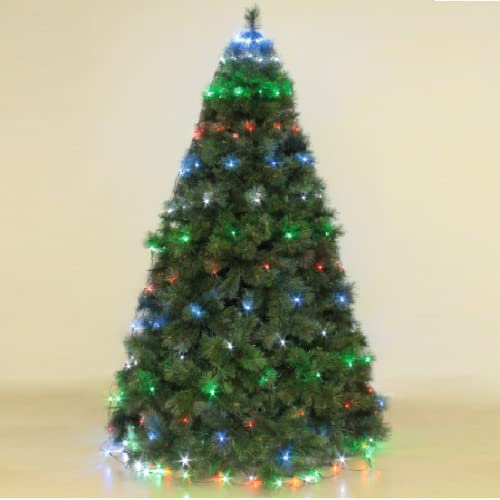 Mantello led per albero di Natale da 180 cm rete luminoso natalizio 198 luci filo verde luce bianca calda multicolore (Multicolore)