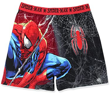 Marvel Herren Spider-Man Web Comic Style Lounge Shorts Boxershorts, rot/schwarz, L