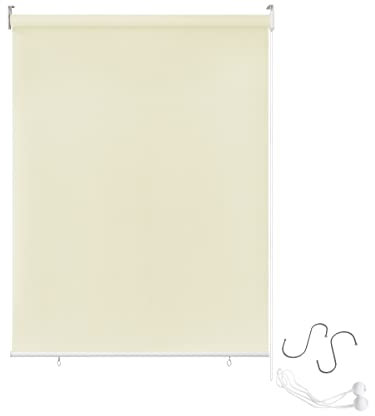 YUENFONG Tenda a Rullo da Esterno Tenda a Rullo Oscurante per Finestra per Balcone, Protezione Solare da Sole (100 X 140cm, Beige)