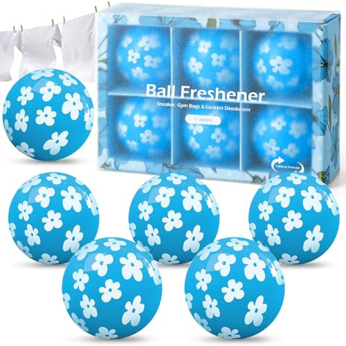 Deodorizer Balls, Shoe Fresheners, Shoe Deodorizer Balls 6 Pack, Shoe Odour Eliminator for Lockers, Gym Bags, Homes, Offices and Cars, Natural Linen Aroma