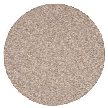 Carpetsale24 In- & Outdoor Teppich Wetterfest 120 cm Rund Sisal Optik Beige - Teppich Waschbar, Wasserfest, Pflegeleicht und Flachgewebe - Ideal für Balkon, Garten, Terrasse und als Küchenteppich