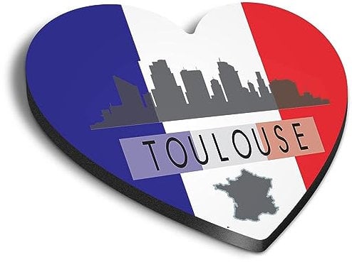 1x Heart MDF Magnet 6cm - Toulouse France French City European - Fridge Locker Office Whiteboard Toolbox #59912