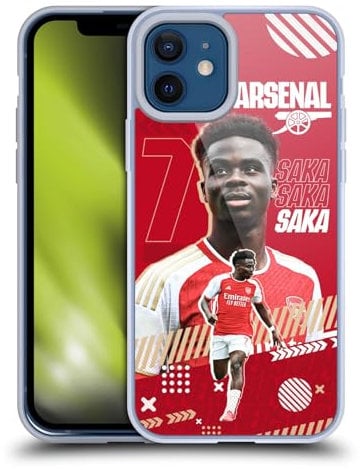 Head Case Designs Officially Licensed Arsenal FC Bukayo Saka 2023/24 First Team Soft Gel Case Compatible With Apple iPhone 12 / iPhone 12 Pro