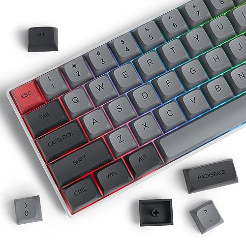 Guffercty kred Retor PBT Keyboard Keycaps XDA Profile Minimalist Custom Keycaps for 60% 75% Full Set US & ISO Layout Gaming Keyboard (Black Dolch)