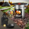 BBQ#BOSS Four-Fusée avec Poêle à Griller, Sac de Transport, Acier Inoxydable Argent, Réchaud de Camping à Bois, Support Bois de Chauffage, Double Porte, BBQ Portable, Cuisine d'Extérieur, Dutch Oven