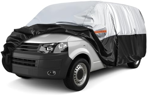 Autoabdeckung Passend für VW T4 T5 T6 SWB Peugeot Travelle Standard, Universal wasserdichte Vollgarage Autoplane mit Reißverschlusstür für Schnee, Regen, Allwetterschutz