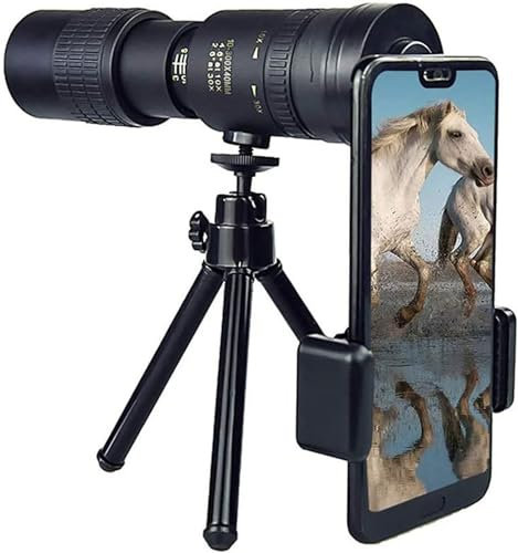 4K-Taschen-Monokular-Telefonteleskop, 4K 10-300 x 40 mm Super-Telezoom-Monokular-Teleskop, Monokular-Teleskop für Mobiltelefone mit Nachtsicht