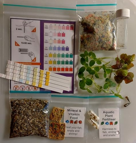 Fish Tank Wellbeing Pack with Plants & Food! Improve Health & Cycle Faster!