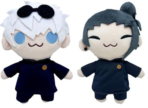 Zhongkaihua 2pcs Gojo Satoru Plüsch Figur Geto Suguru Anime Plüsch Puppen Niedliche Cartoon Plüsch Figur Spielzeug Kissen Geschenk für Anime Fans 20cm