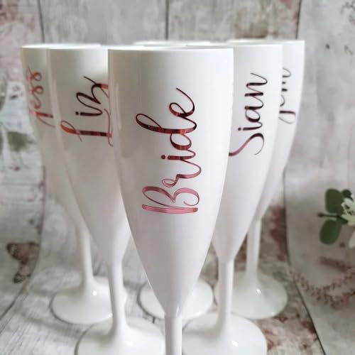 Verre à champagne en plastique blanc personnalisé, coupe à champagne blanche personnalisée, pour fête de mariage, réception, cadeau personnalisé (1 pièce)
