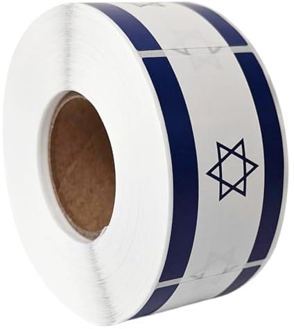HOODANCOS 1 Roll Israel Flag Sticker Self Adhesive Israel Labels Patriotic Stickers for Football Game Water Bottle Journal Scrapbook Car Bumper Decals