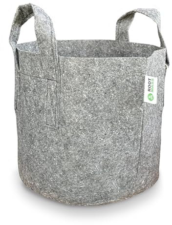 Growcery 5 Pack Fabric Plant Growing Bags, 8L, 12L, 16L, 20L Nonwoven Fabric Breathable Grow Bags Heavy Duty Thickened Root Aeration Garden Pots with Strap Handles, for Flowers and Vegetables (20L)