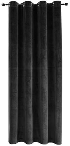 TiborTex Verdunkelungsvorhang Samt weich 140x245 cm Schwarz Ösen Vorhang Blickdicht abdunkelnd Gardine Ösenaufhängung