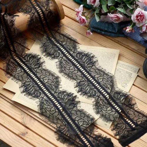 9,5 cm breite Wimpernspitzen-Accessoires DIY handgemachte dekorative Nähkleidung Stoff Unterwäsche Spitze-Schwarz-3Meter Preis