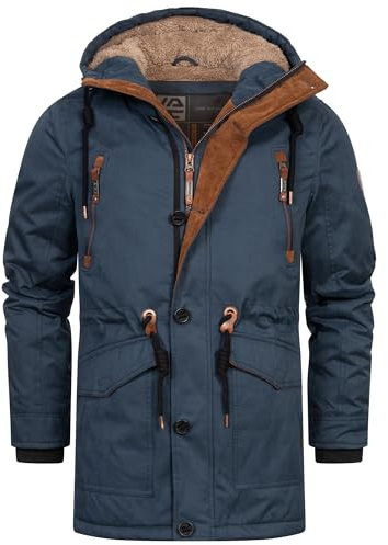 Indicode Herren INGillespie Winterjacke mit gefütterter Kapuze | Herrenjacke Wintermantel Parka Männer Navy, XXL