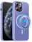 MOBESV Cover Magnetica per iPhone 11 PRO 5,8 Pollici, Custodia Compatibile con MagSafe, Cover Traslucida Opaca Posteriore Sottile Antiurto, Viola Chiaro