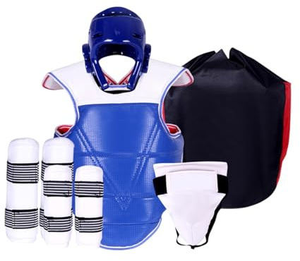 Baoblaze Ensemble d'équipement de Protection de Taekwondo 5 pièces pour Adultes et Enfants, équipement de Protection complète pour karaté, Arts Martiaux,