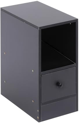 PCGAGA Kleiner Nachttisch für Schlafzimmer, 20 cm breit, schmaler Nachttisch mit Schublade, schmaler Nachttisch für kleinen Raum (Schwarz)
