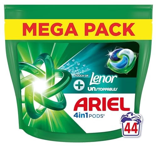 Ariel Pods 4en1, Lessive en Capsules, Avec Une Touche De Lenor Unstoppables, 44 Lavages, 7 Jours De Fraîcheur Longue Durée, Dissolution Rapide Même à Froid, Fabriqué en France