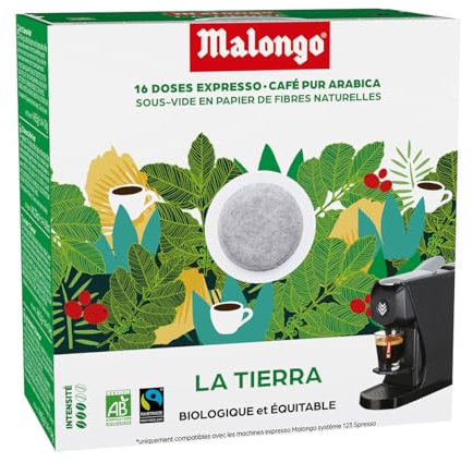 Café équitable, fabriqué en France - Malongo - La Tierra - 16 dosettes - 104g