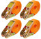Relaxdays Correas Tensoras con Carraca, Set de 4, 6 m, 500 kg, Sujeción Carga Coche, Remolque, Cinchas Amarre, Naranja, 20% Acero 80% poliéster