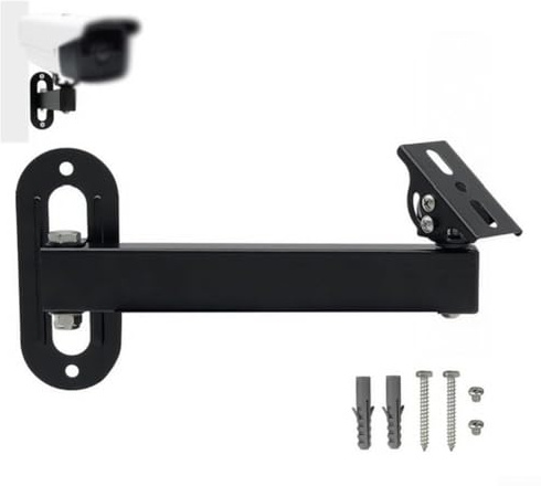 Jotekonoby Adjustable Corner Mount Security Bracket Long Arm Wall Mount 180 Degree Rotatable CCTV Camera Surveillance System Support Holder Black(35cm)