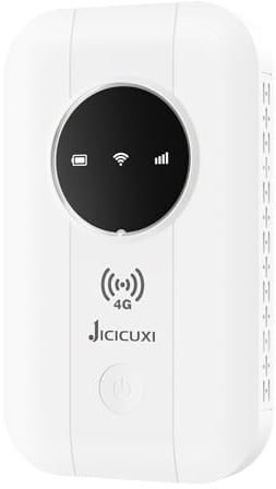 4G Mobiler WLAN Router, LTE Router mit 150 Mbit/s Tragbares WLAN für Unterwegs Ohne Vertrag, Mobiler Router 2100mAh Akku, Typ-C, Mobiler Hotspot für Reisen, Camping, Hotels-eisweiß